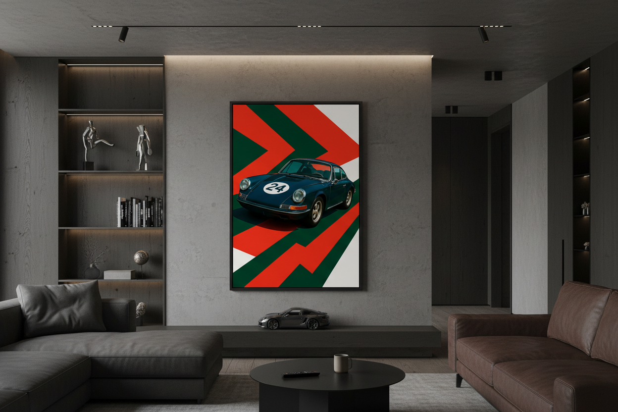 Bil Plakat 91 - Porsche 911 i moderne interiør