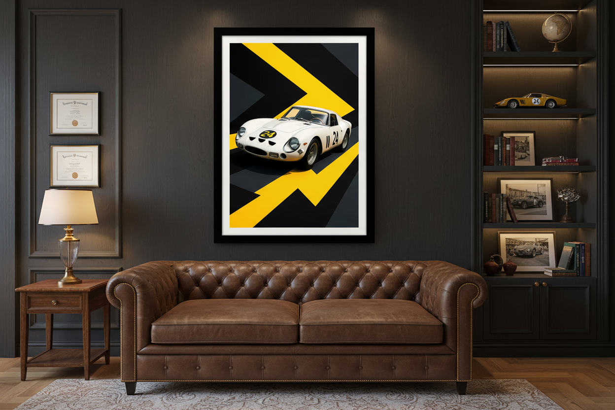 Bil Plakat 92 - Ferrari 250 GTO i elegant interiør