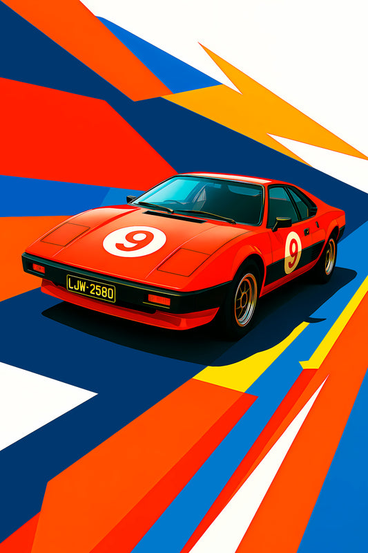 Bil plakat 94 med Lotus Esprit som motiv til nordisk indretning i danske hjem