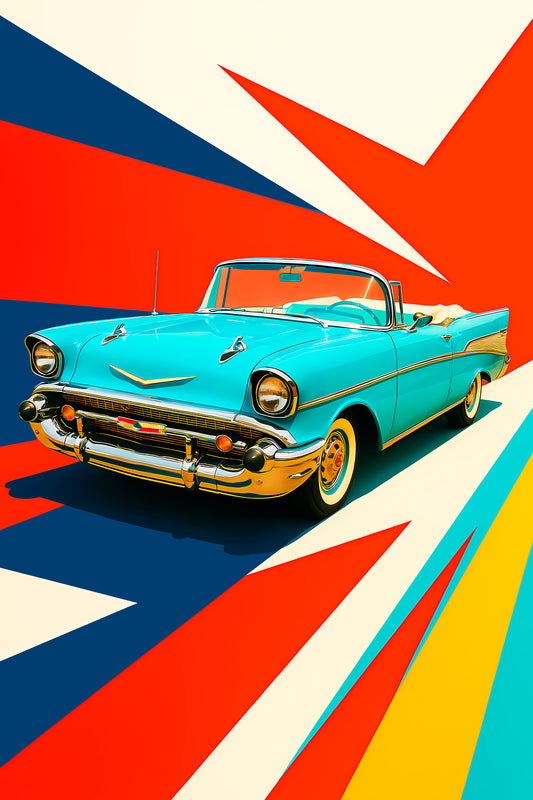 Bil plakat 95 med Chevrolet Bel Air som motiv til nordisk indretning i danske hjem