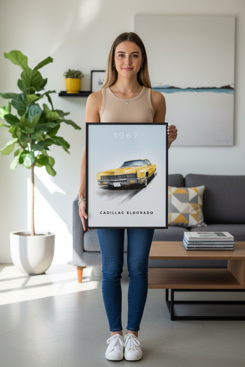 Cadillac Eldorado plakat lifestyle med ung kvinde