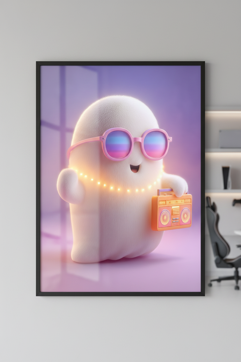 Close-up zoom af gaming plakat i højkant