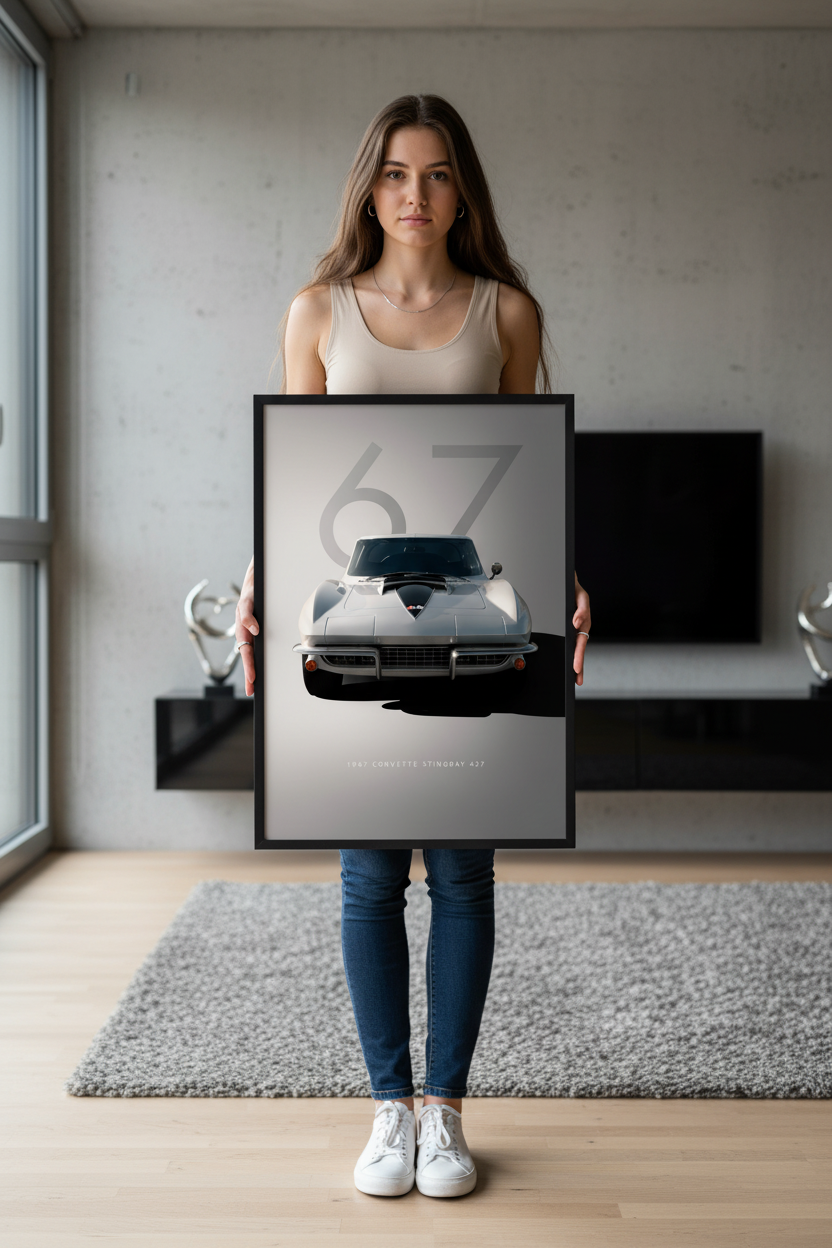 Corvette Stingray 427 plakat lifestyle med ung kvinde