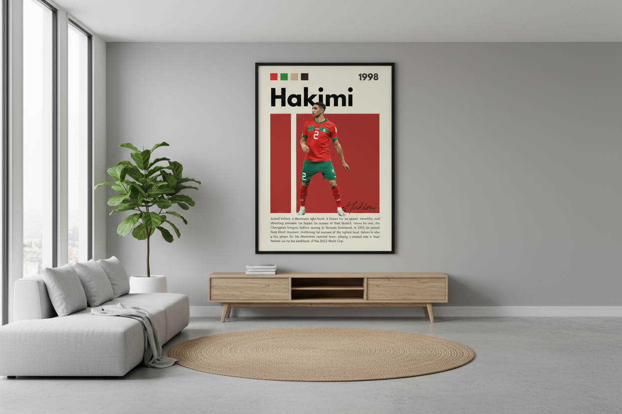 Fodbold Plakat 20 i minimalistisk interiør