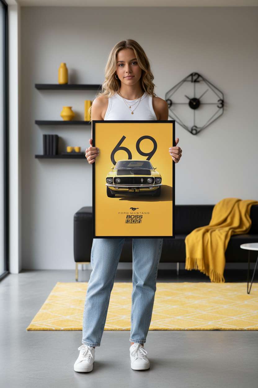 Ford Mustang Boss 302 plakat lifestyle med teenage pige