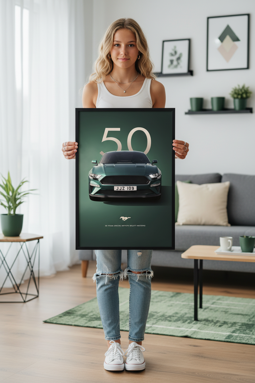 Ford Mustang Bullitt 50 Years Edition plakat lifestyle med teenage pige