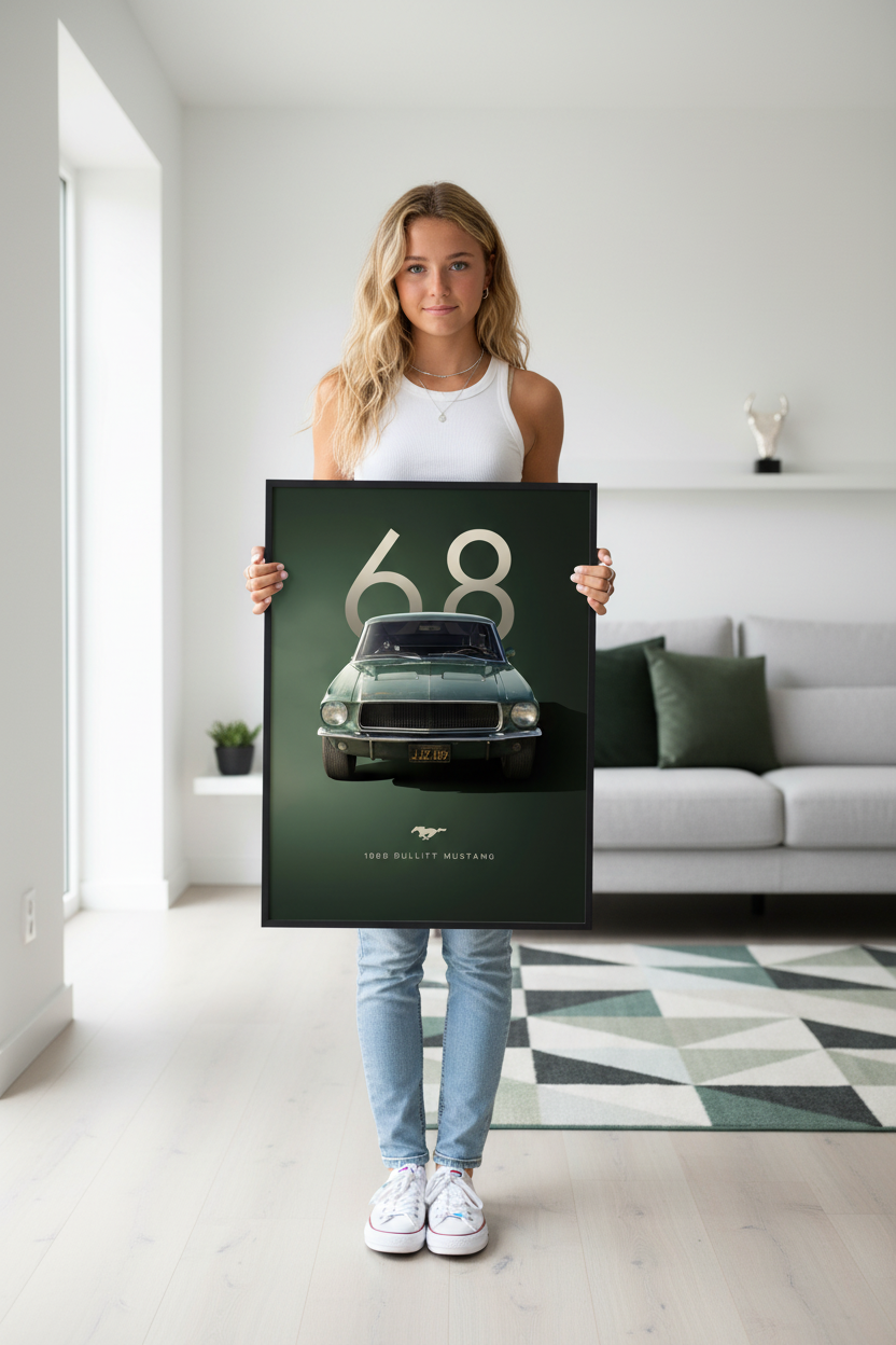 Ford Mustang Bullitt plakat lifestyle med teenage pige