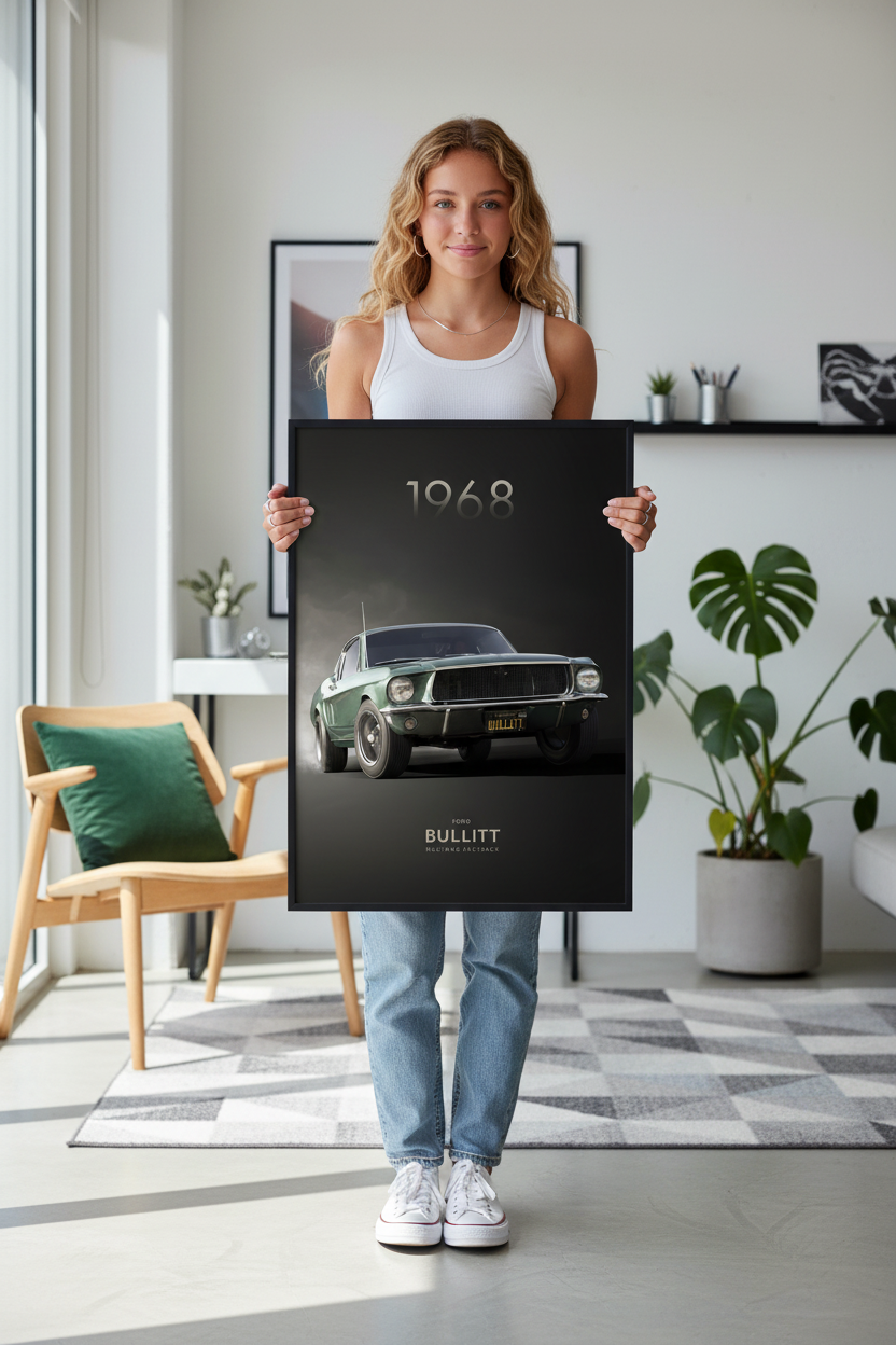 Ford Mustang Bullitt plakat lifestyle med teenage pige