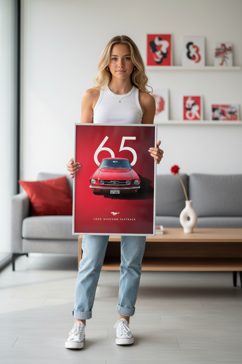 Ford Mustang Fastback plakat lifestyle med teenage pige
