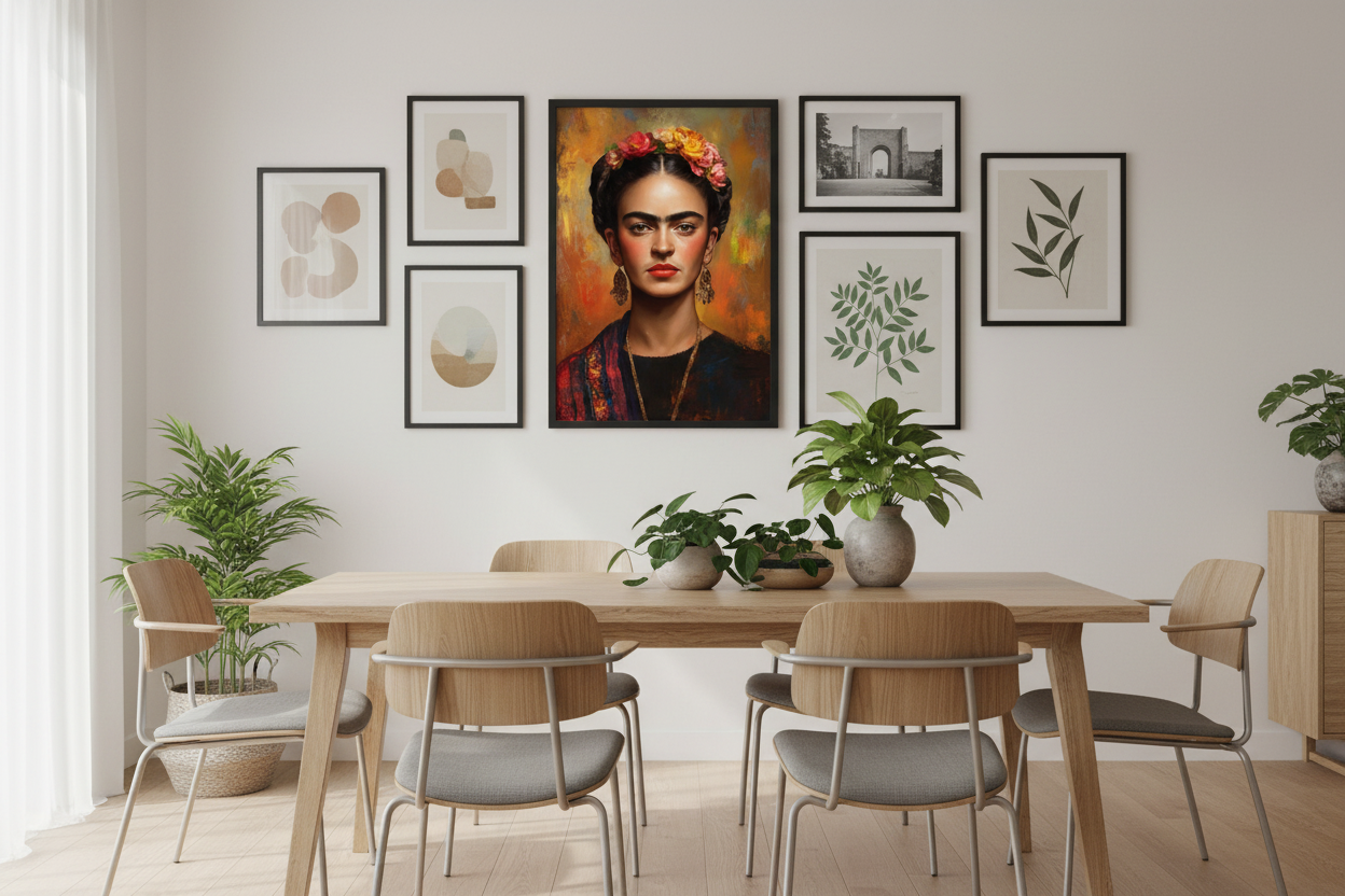 Frida Kahlo plakat i moderne spisestue