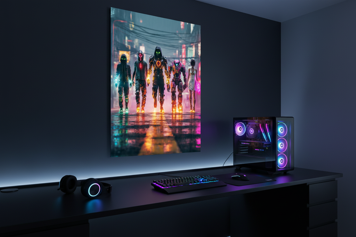 Gamer plakat 50x70 cm højkant på væg i gaming room