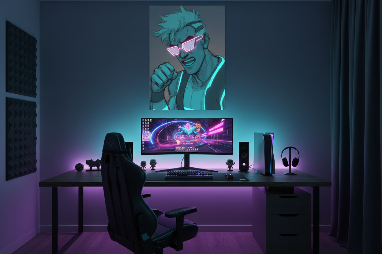 Gamer plakat i gaming soveværelse