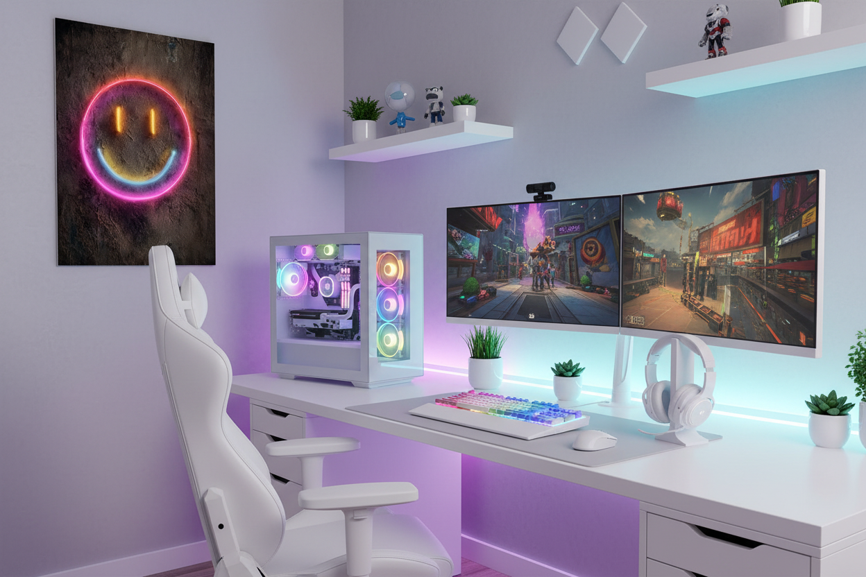 Gamer plakat på lys væg i moderne gaming room