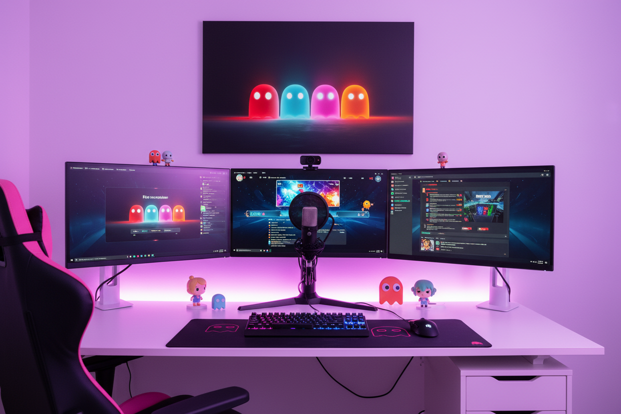 Gamer plakat vandret i lyst streamer setup