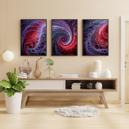 Abstrakt Plakatsæt – Crimson Waves