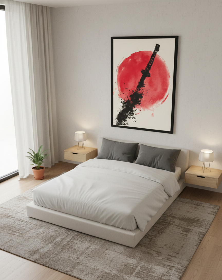 Japansk Plakat 165 – Katana i Blæk og Sol