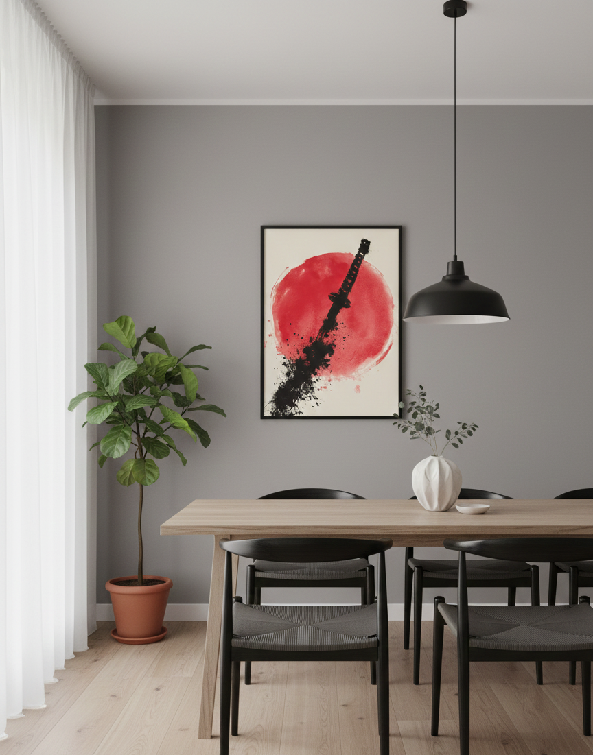 Japansk Plakat 165 – Katana i Blæk og Sol