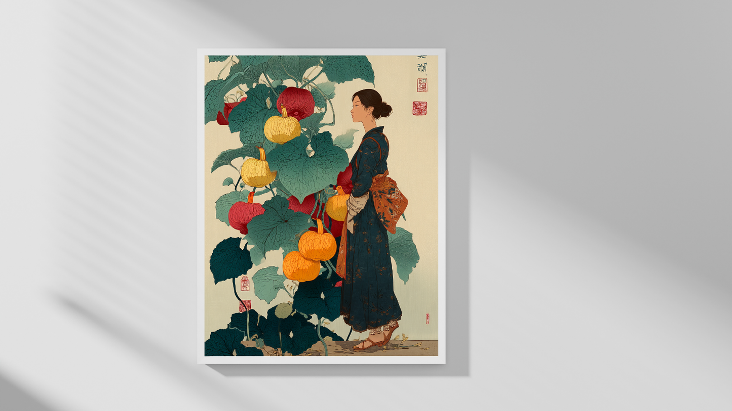 Japansk Plakat 171 – Kvinden og Græskarplanten