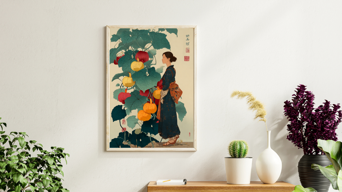 Japansk Plakat 171 – Kvinden og Græskarplanten