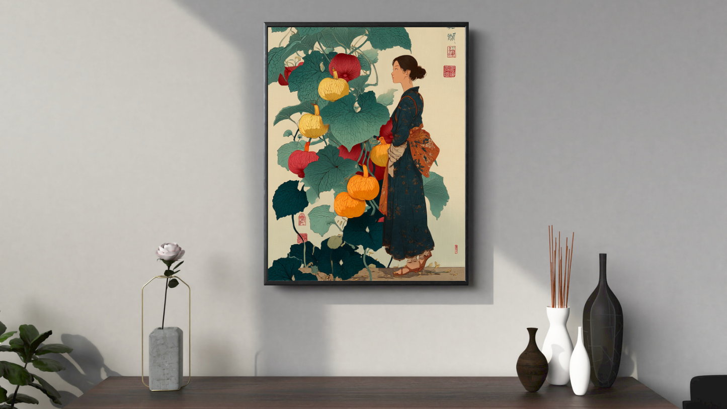 Japansk Plakat 171 – Kvinden og Græskarplanten