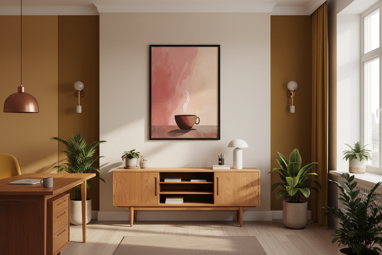 Kaffe Plakat 100 i kontor 1980'erne