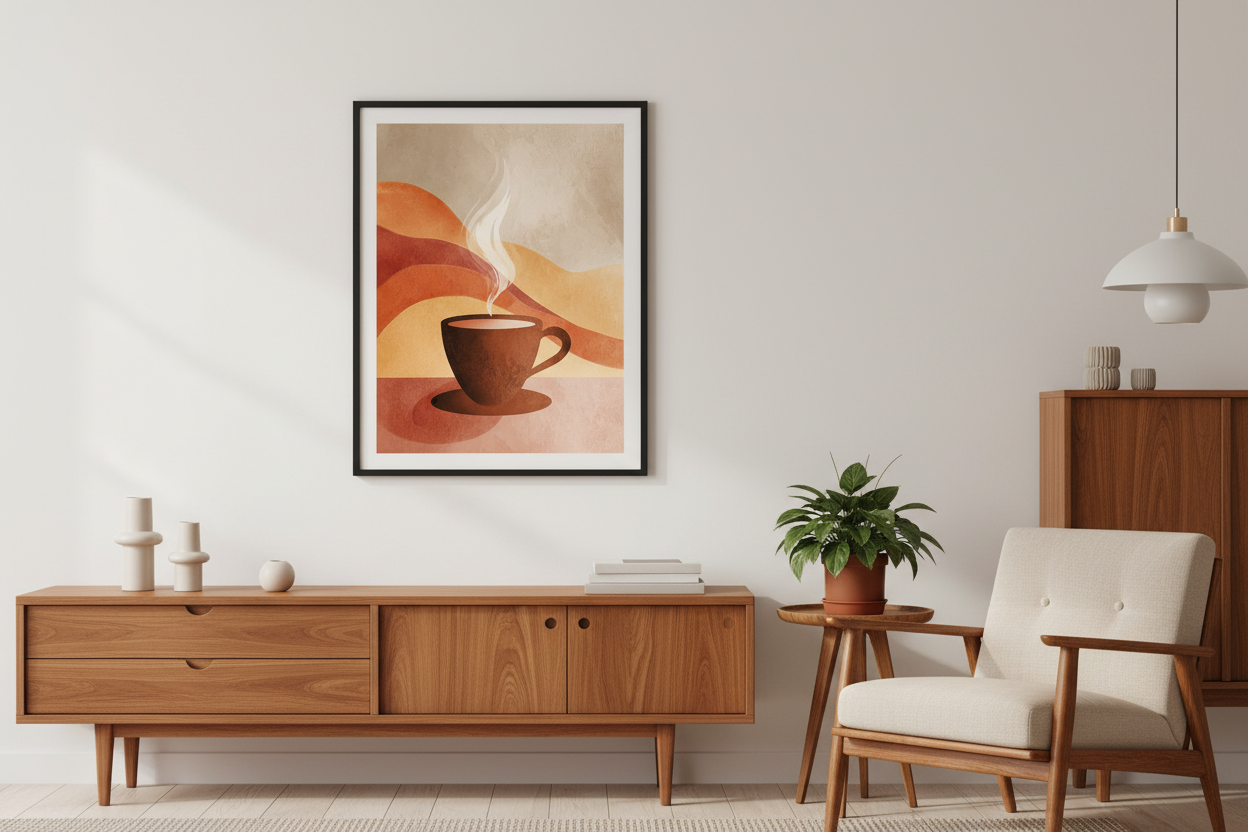 Kaffe Plakat 101 i kontor 1980'erne