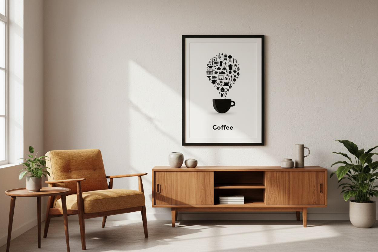 Kaffe Plakat 105 i kontor 1980'erne