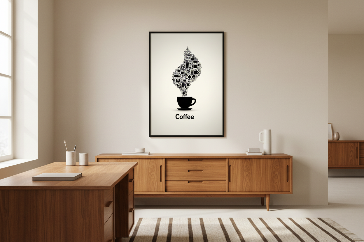 Kaffe Plakat 106 i kontor 1980'erne