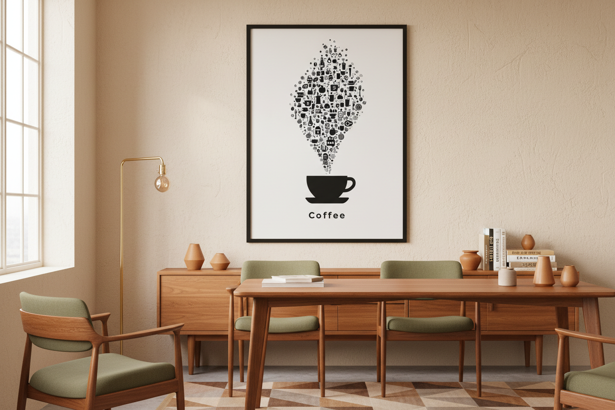 Kaffe Plakat 107 i kontor 1980'erne