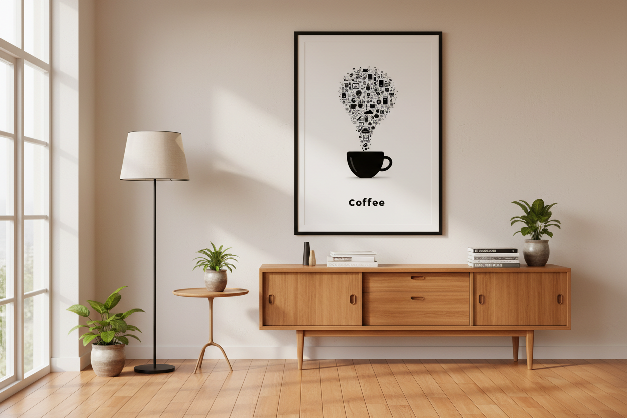 Kaffe Plakat 108 i kontor 1980'erne