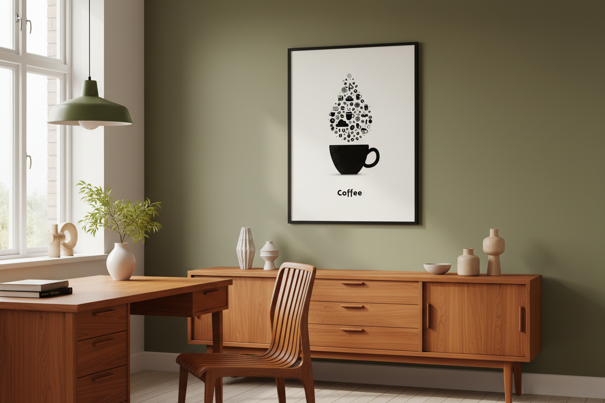 Kaffe Plakat 109 i kontor 1980'erne