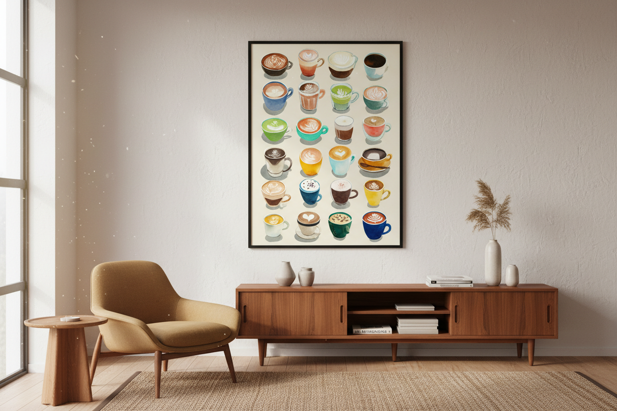 Kaffe Plakat 114 i kontor 1980'erne