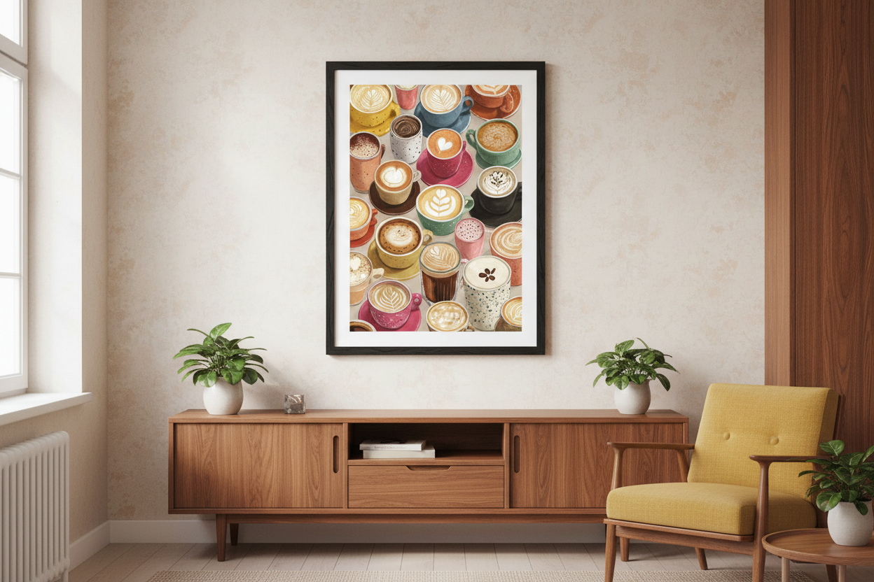 Kaffe Plakat 115 i kontor 1980'erne