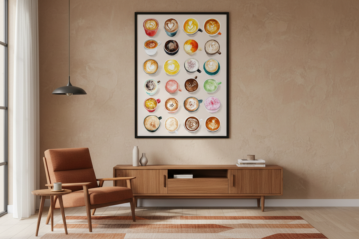 Kaffe Plakat 117 i kontor 1980'erne