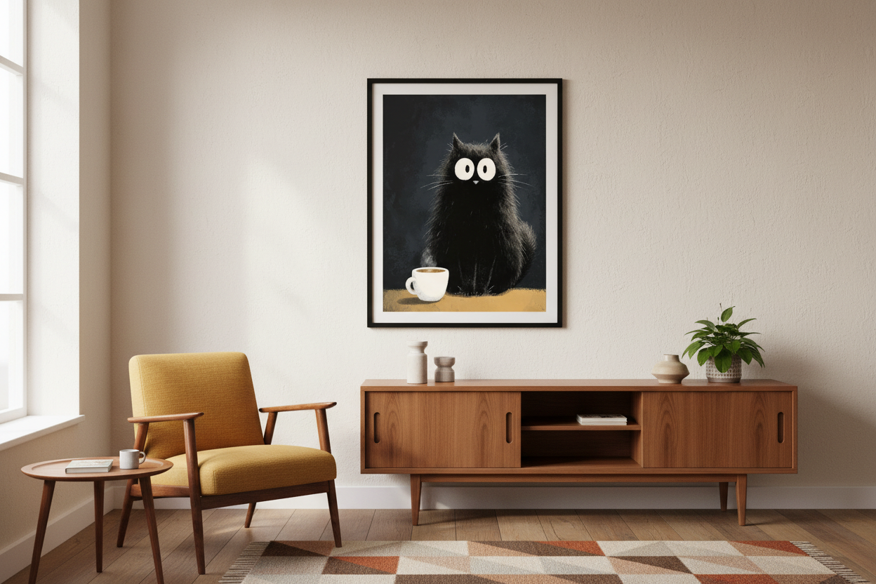 Kaffe Plakat 121 i kontor 1980'erne