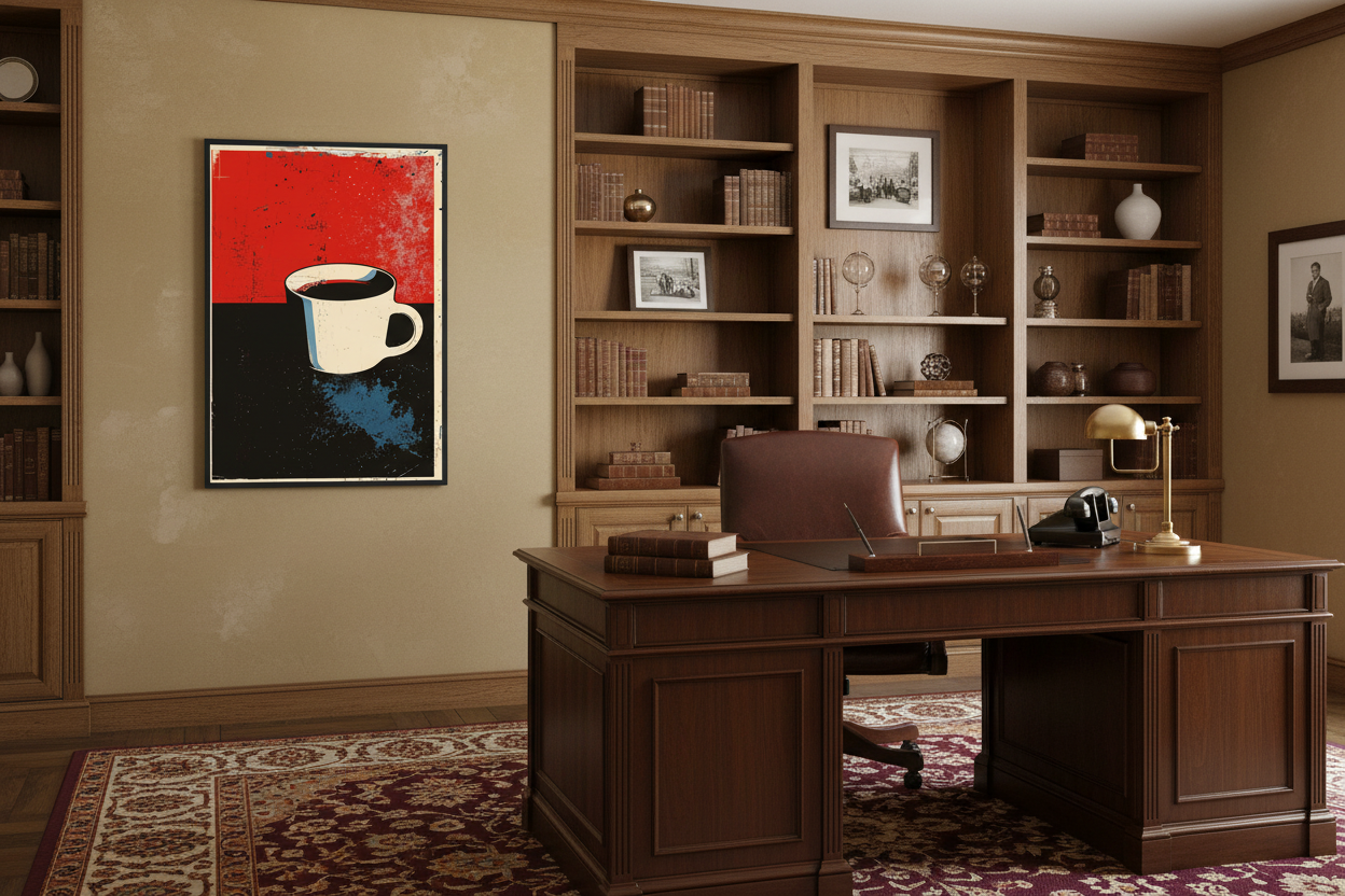 Kaffe Plakat 62 i kontor 1960'erne