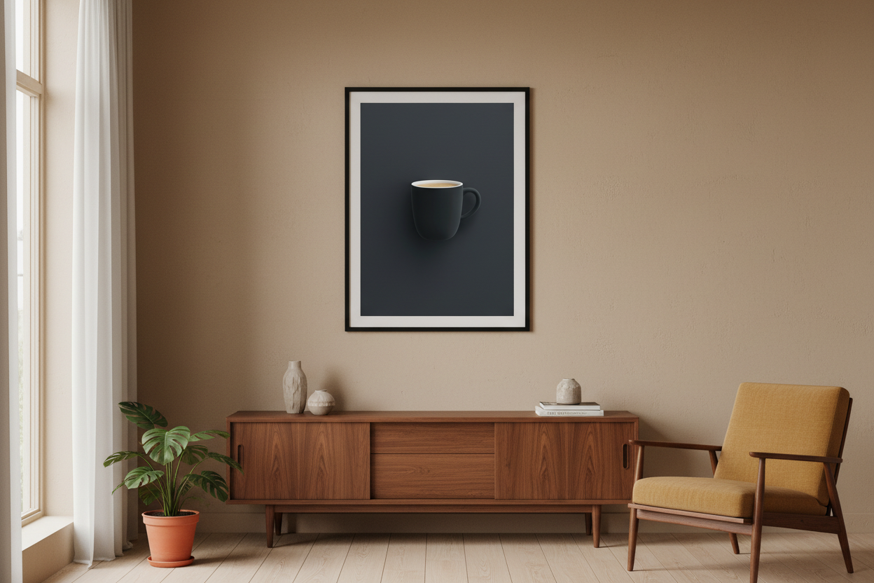 Kaffe Plakat 83 i kontor 1980'erne