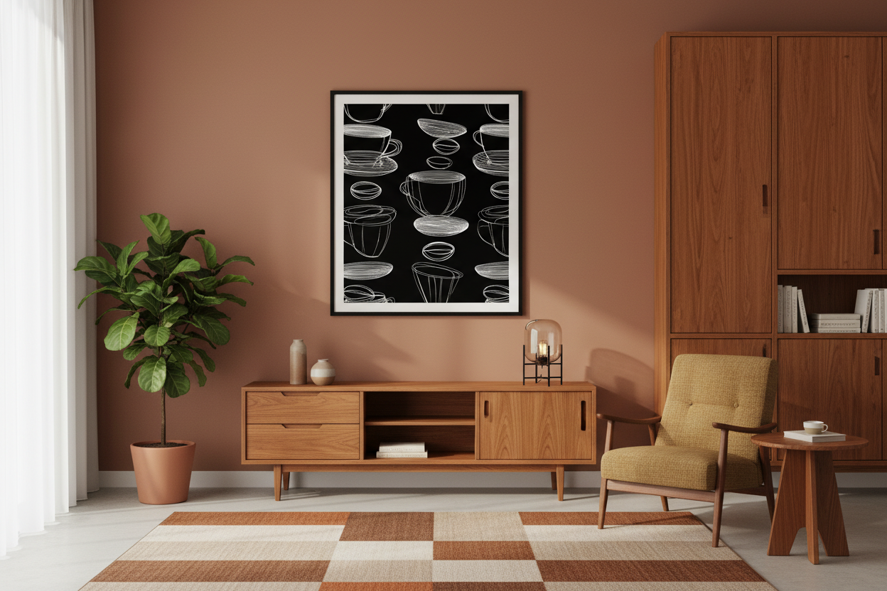 Kaffe Plakat 87 i kontor 1980'erne