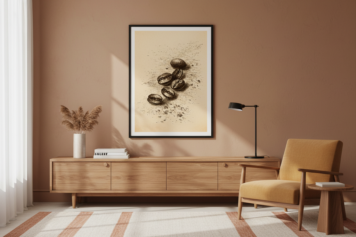 Kaffe Plakat 90 i kontor 1980'erne