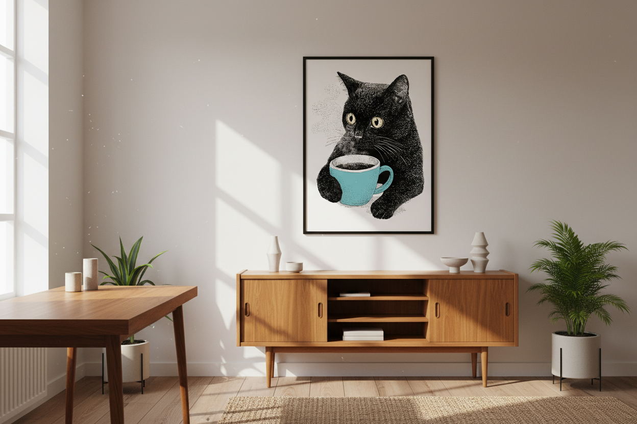 Kaffe Plakat 94 i kontor 1980'erne