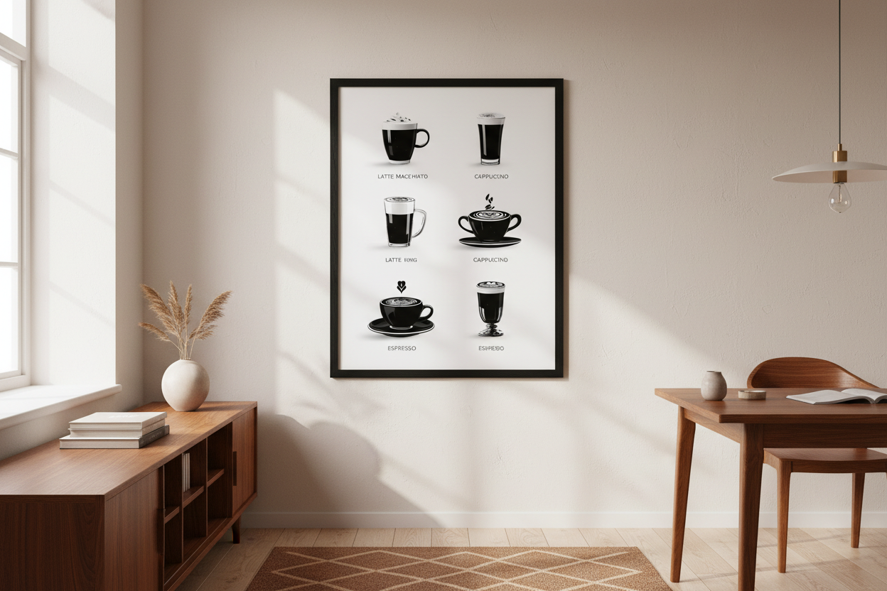 Kaffe Plakat 96 i kontor 1980'erne