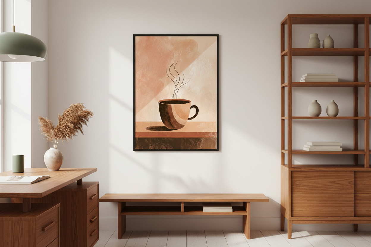 Kaffe Plakat 99 i kontor 1980'erne