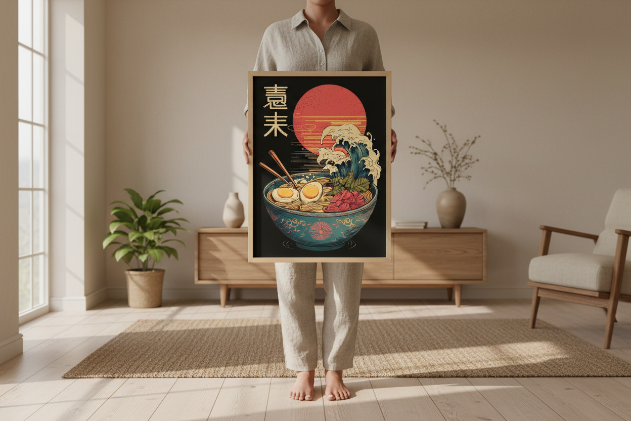 Person holder japansk plakat