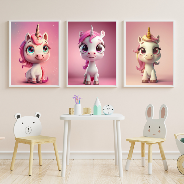 Enhjørning Plakatsæt 3 - Børneplakater