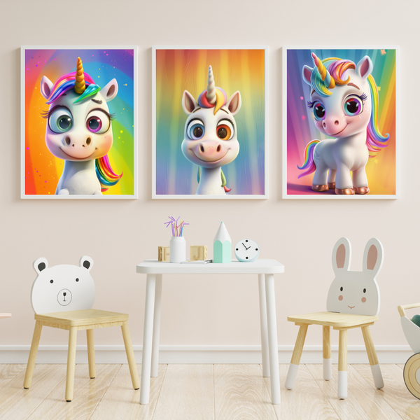 Enhjørning Plakatsæt 4 - Børneplakater