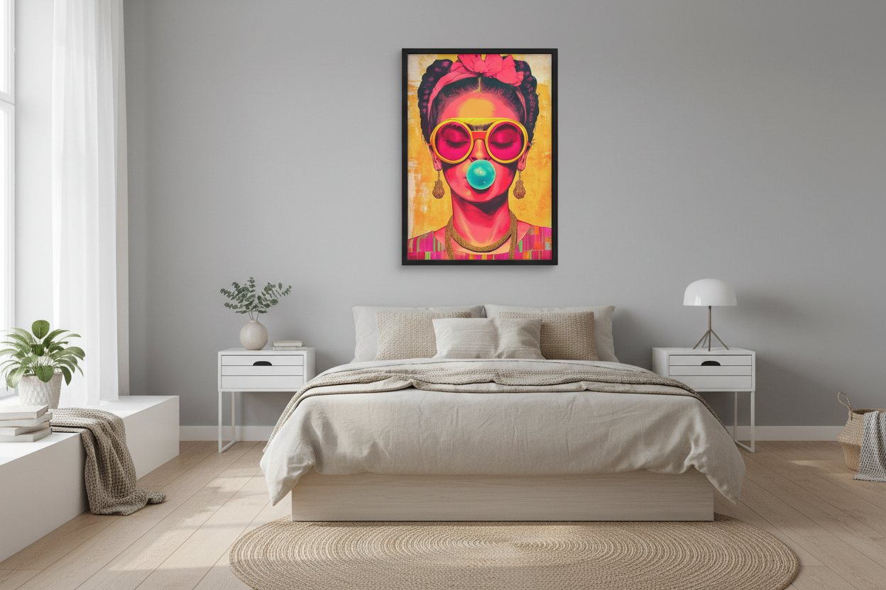 Portræt Plakat 108 i IKEA soveværelse