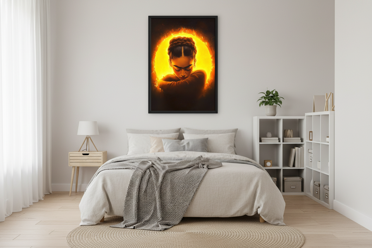 Portræt Plakat 96 i IKEA soveværelse