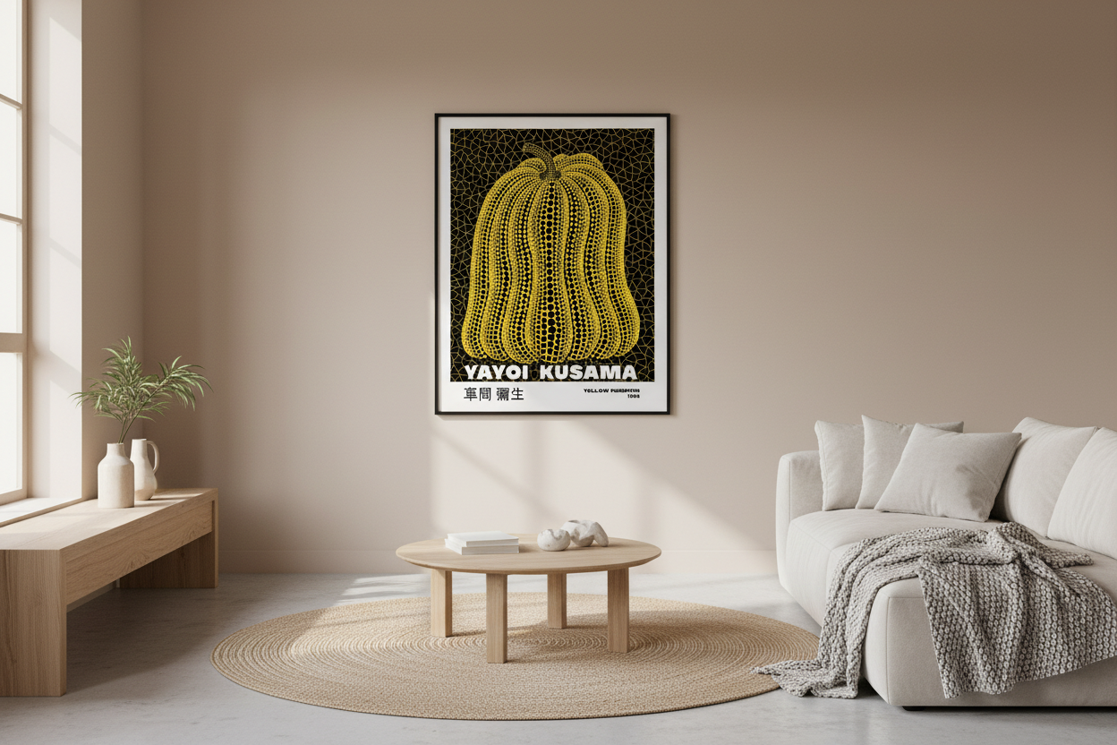 Yayoi Kusama Plakat 21 i nordisk stue